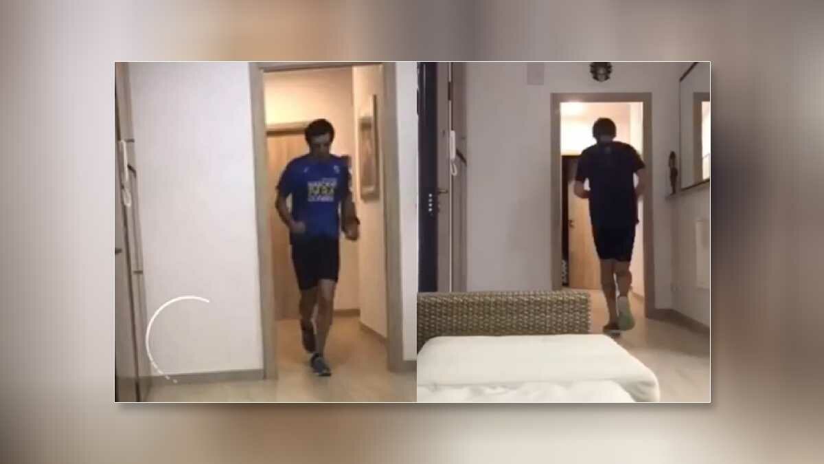 O triatleta correu mais de 42 km dentro do apartamento alugado de apenas 70 metros quadrados em Roma