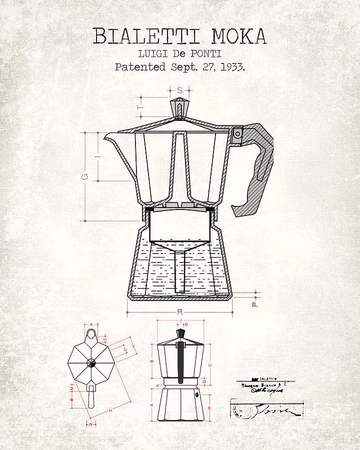 Projeto da Moka, de Alfonso Bialetti